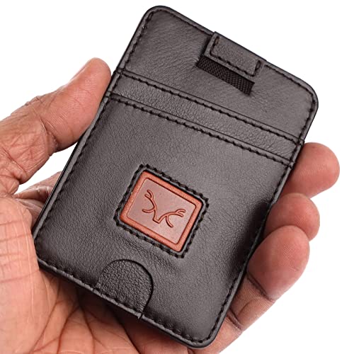 AL FASCINO Leather Credit Card Holder -Slim Minimalist Front Pocket RFID Blocking Leather Wallets for Men Women (Dark Brown) - Image 3