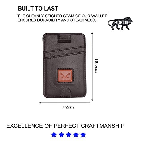 AL FASCINO Leather Credit Card Holder -Slim Minimalist Front Pocket RFID Blocking Leather Wallets for Men Women (Dark Brown) - Image 2