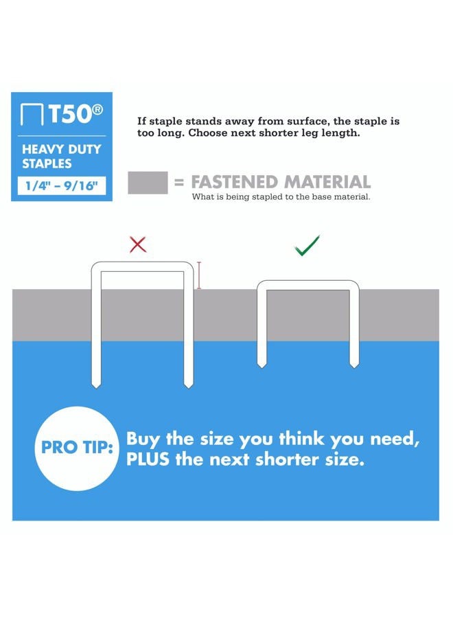 Arrow Fastener 505 T50 5/16" Flat Crown Heavy Duty Steel Staples 1250 per Package - Image 3