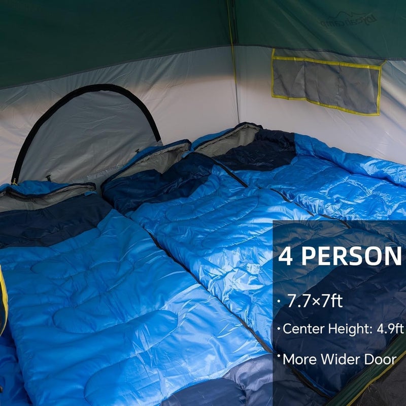 LOYEAHCAMP 4 Person Camping Tent - Easy Setup Waterproof Family Dome Tent with Rainfly and Carry Bag - Image 3