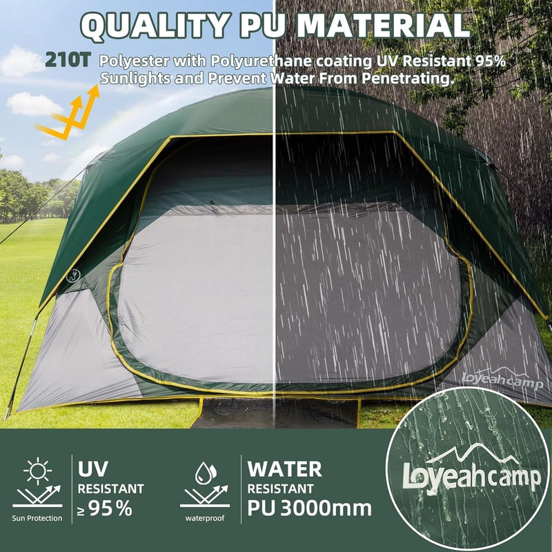 LOYEAHCAMP 4 Person Camping Tent - Easy Setup Waterproof Family Dome Tent with Rainfly and Carry Bag - Image 4