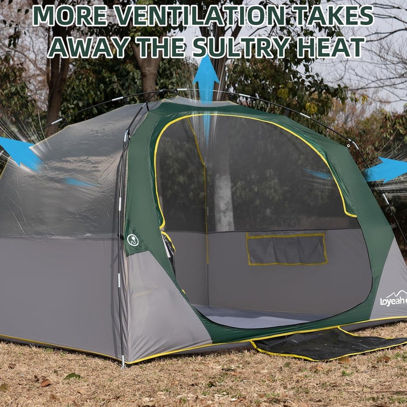 LOYEAHCAMP 4 Person Camping Tent - Easy Setup Waterproof Family Dome Tent with Rainfly and Carry Bag - Image 5