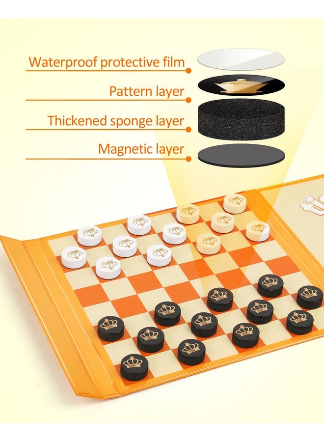 Coogam Magnetic Travel Chess Board Game, 3 in 1 Tic-Tac-Toe Checkers Set, Indoor Outdoor Activity Travel Toy Gift for Family Friends Party Favor - Image 5