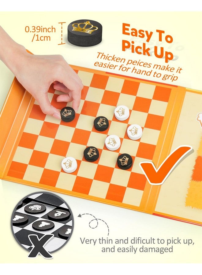 Coogam Magnetic Travel Chess Board Game, 3 in 1 Tic-Tac-Toe Checkers Set, Indoor Outdoor Activity Travel Toy Gift for Family Friends Party Favor - Image 4