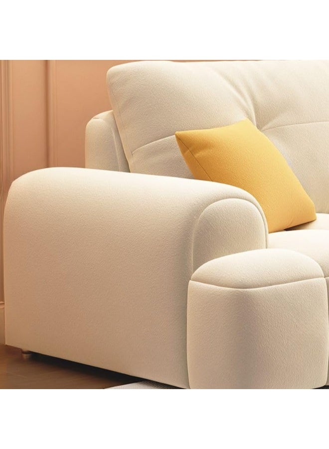 L-Shaped White Plush Sectional with Spacious Chaise, Round Arms & Elegant Tufting â€“ Ideal 5-Seater Sofa for a Stylish Living Room (Left Chaise)