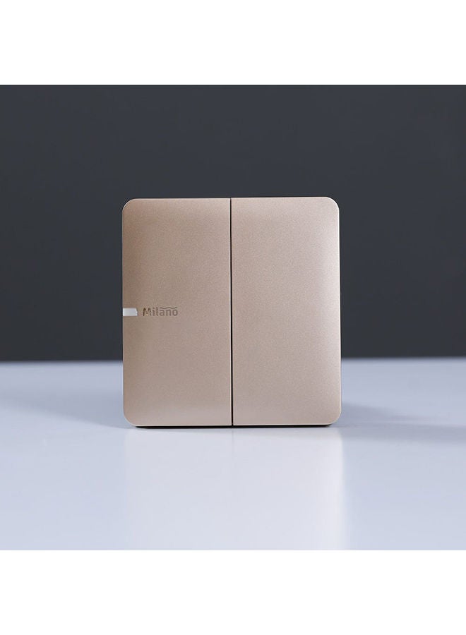 milano 10A 2 Gang 1 Way Switch Made With Polypropylene Colored In Piano Gold Electrical Switches, Sockets, Outlets For Home Appliances L 3 X W 3 Cm Gold - Image 1