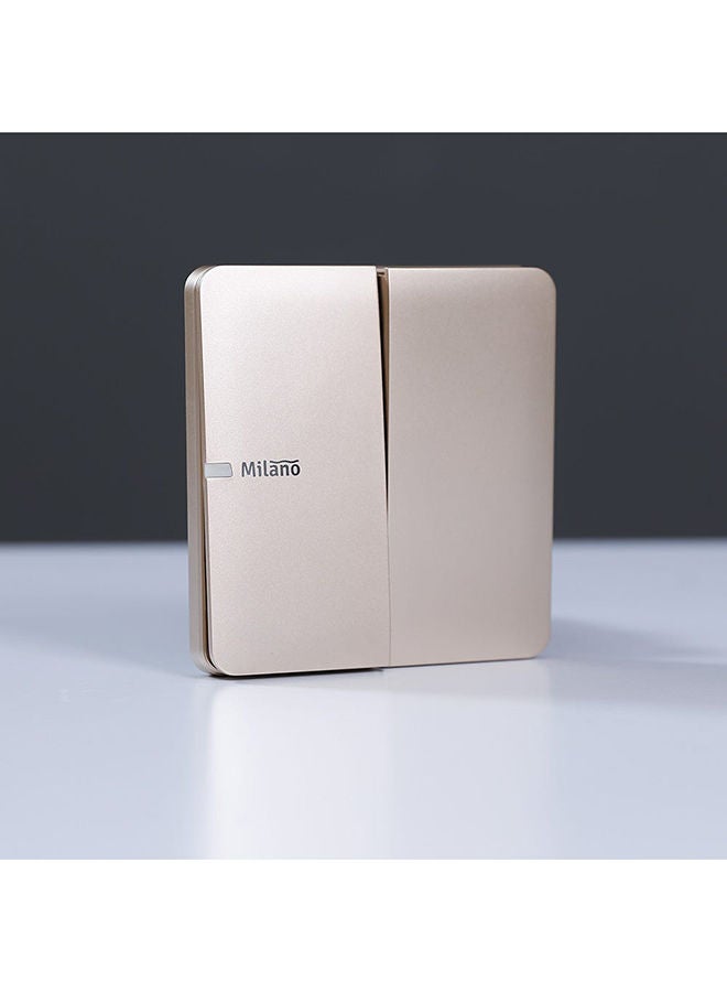 milano 10A 2 Gang 1 Way Switch Made With Polypropylene Colored In Piano Gold Electrical Switches, Sockets, Outlets For Home Appliances L 3 X W 3 Cm Gold - Image 4