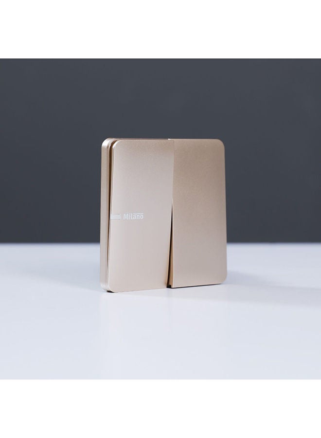 milano 10A 2 Gang 1 Way Switch Made With Polypropylene Colored In Piano Gold Electrical Switches, Sockets, Outlets For Home Appliances L 3 X W 3 Cm Gold - Image 5