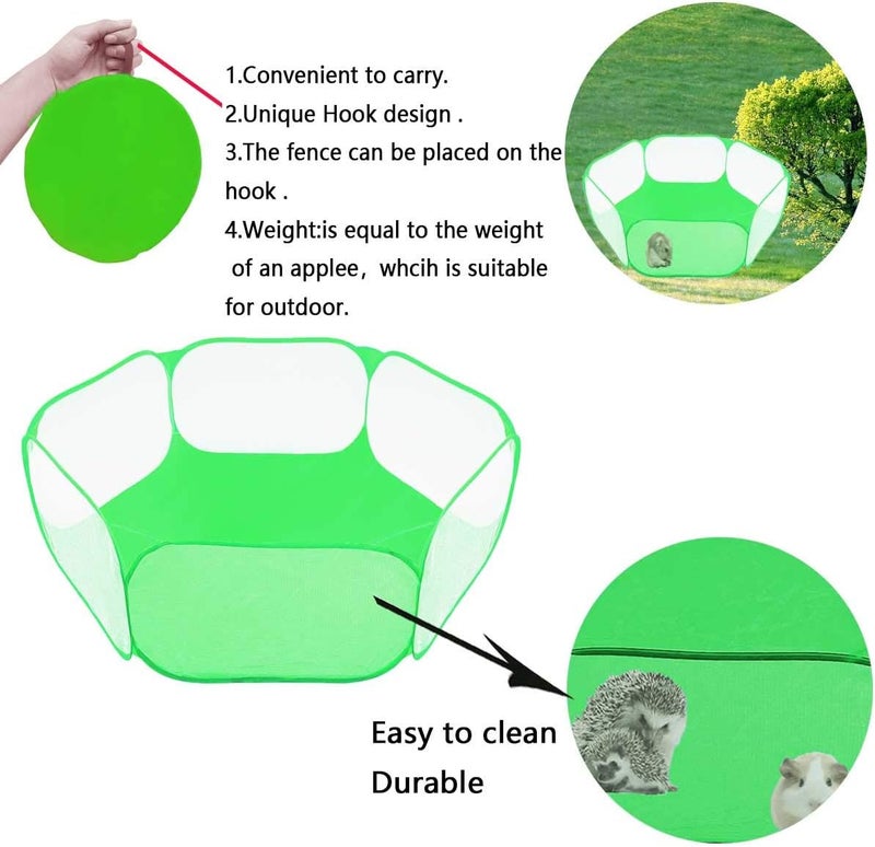 GABraden Small Animals Tent,Reptiles Cage,Breathable Transparent Pet Playpen Pop Open Outdoor/Indoor Exercise Fence,Portable Yard Fence (Cool Green) - Image 5