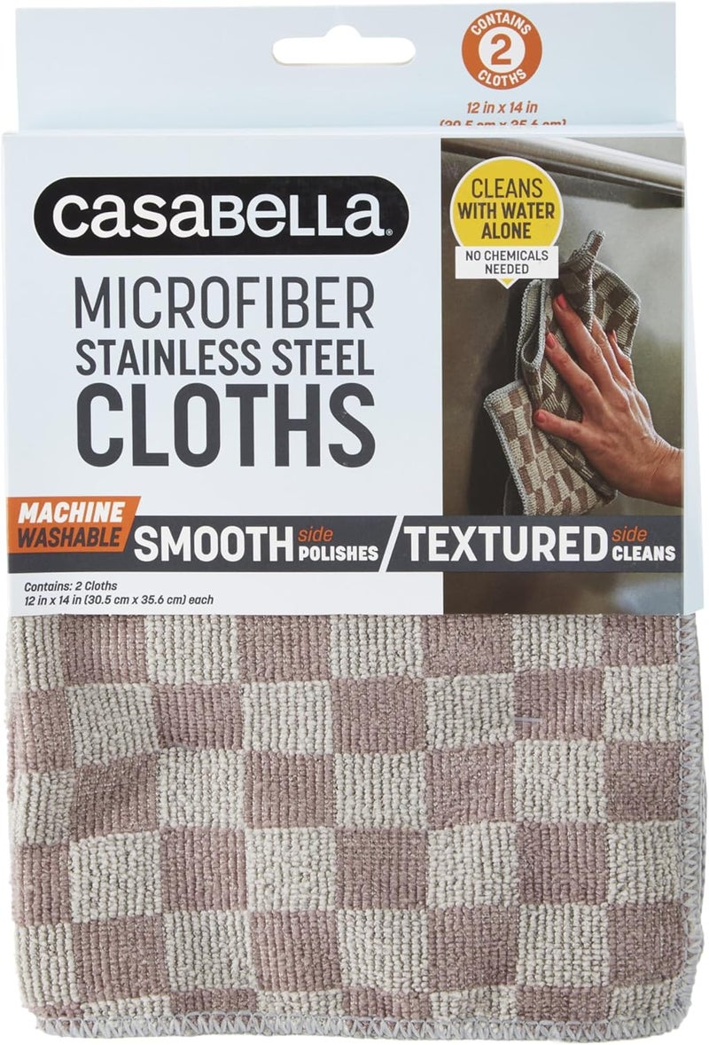 كازابيلا منسوجات تنظيف كاسابيلا من ميكروفايبر 12 بوصة × 14 بوصة، ثنائية اللون (عبوة من 2)، 1 قطعة، رمادي ستانلس ستيل، عدد 2 - Image 1
