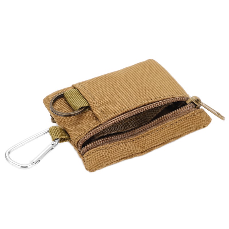 Outdoor EDC Molle Pouch Wallet Mini Portable Key Card Case EDC Pouch Bag Coin Purse with CarabinerTan - Image 3