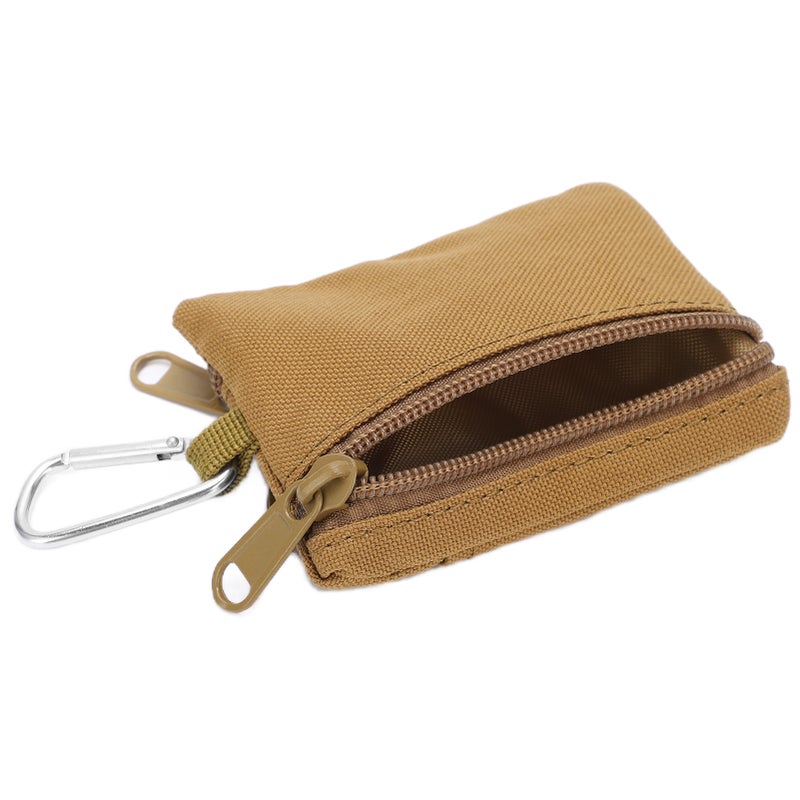 Outdoor EDC Molle Pouch Wallet Mini Portable Key Card Case EDC Pouch Bag Coin Purse with CarabinerTan - Image 5