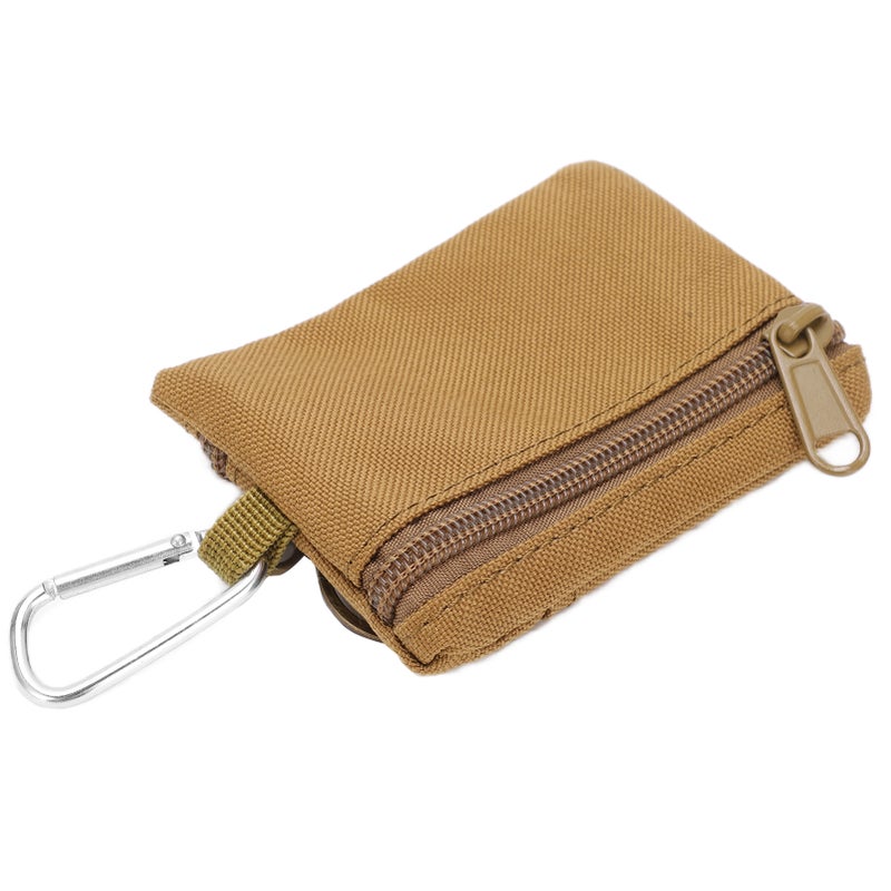 Outdoor EDC Molle Pouch Wallet Mini Portable Key Card Case EDC Pouch Bag Coin Purse with CarabinerTan - Image 4