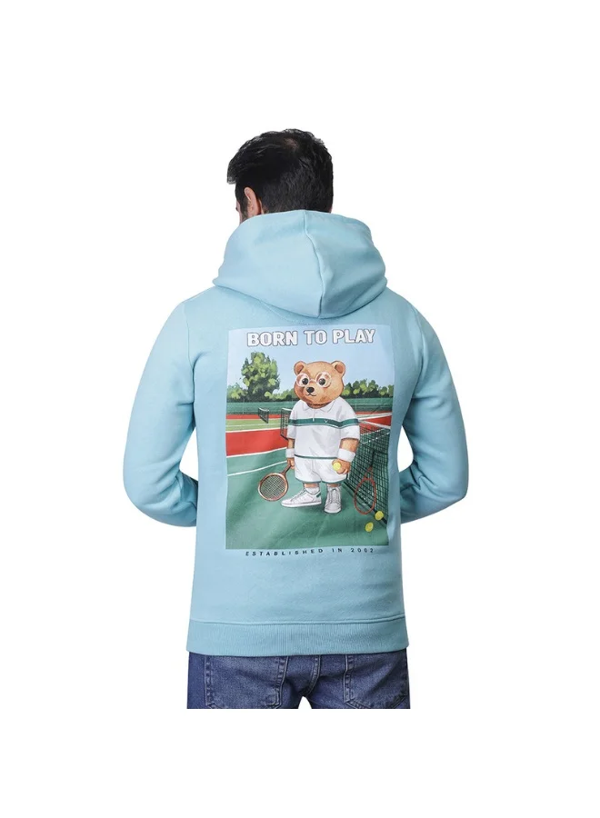 كوب سويت شيرت رجالي بطبعة دب تيدي من الأمام والخلف مع قبعة