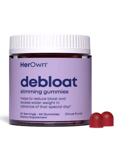 her own Debloat Gummy, Bloating and Gas Relief, Helps Reduce Water Retention, Supports Energy, with Apple Cider Vinegar and Dandelion, Gluten and Soy Free, Vegan, 60 Gummies, 60 Servings