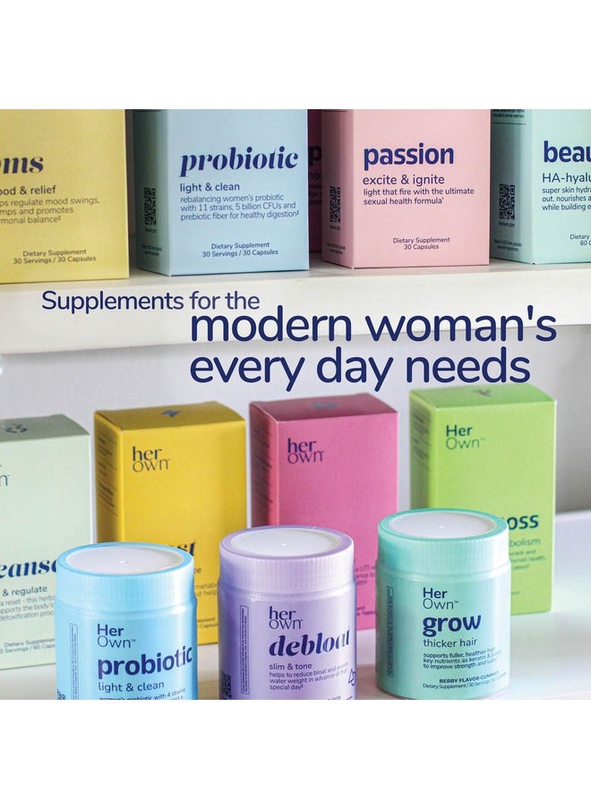 Her Own - her own Debloat Gummy, Bloating and Gas Relief, Helps Reduce Water Retention, Supports Energy, with Apple Cider Vinegar and Dandelion, Gluten and Soy Free, Vegan, 60 Gummies, 60 Servings - Image 1