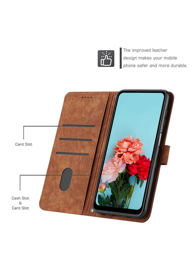 اس-توب جراب هاتف من الجلد بتصميم مخطط لهاتف Honor X5b / X5b Plus مع حبل تعليق - Image 4