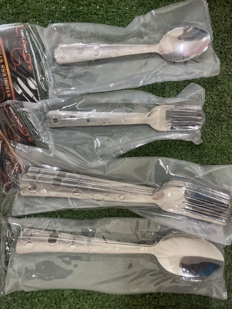24-Piece Stainless Steel Flatware Set, Includes Large and Small Spoons and Forks - Image 3