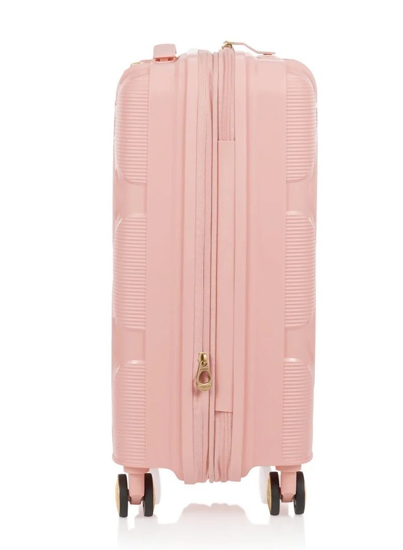 American Tourister 55 cm / 20 inch Instagon Suitcase, Cabin Size 55 cm / 20 inch, 4 Double Wheels, Hard Top, Polypropylene, Peach Blossom|DuoSaf™ Security Zipper|TSA 008 Lock|Optimov™ Shock Absorbing Wheels|Expandable - 3 Years International Warranty  | Best Price UAE