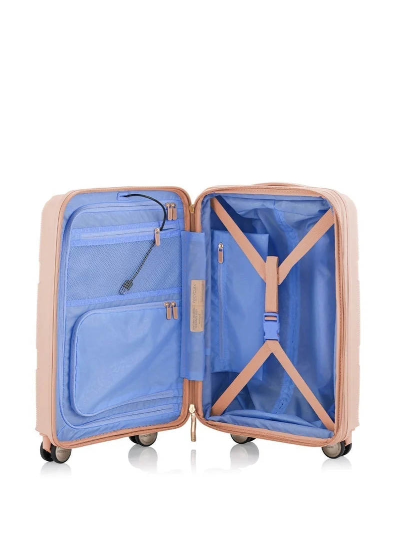 American Tourister 55 cm / 20 inch Instagon Suitcase, Cabin Size 55 cm / 20 inch, 4 Double Wheels, Hard Top, Polypropylene, Peach Blossom|DuoSaf™ Security Zipper|TSA 008 Lock|Optimov™ Shock Absorbing Wheels|Expandable - 3 Years International Warranty  | Best Price UAE