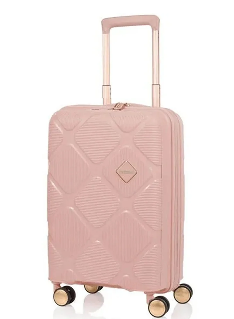 Instagon Suitcase, Cabin Size 55 cm / 20 inch, 4 Double Wheels, Hard Top, Polypropylene, Peach Blossom|DuoSaf™ Security Zipper|TSA 008 Lock|Optimov™ Shock Absorbing Wheels|Expandable - 3 Years International Warranty