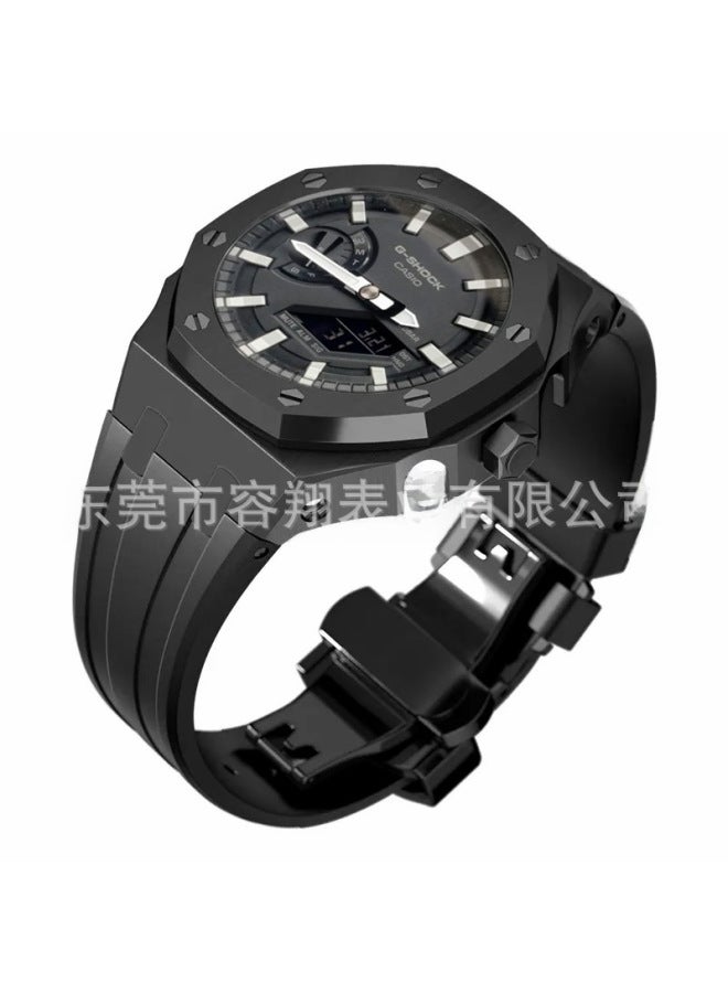 Ap Farmhouse Oak Fit Casio Ga-2100 Stainless Steel Modified Case Strap Black Samurai Watch Accessories - Image 5