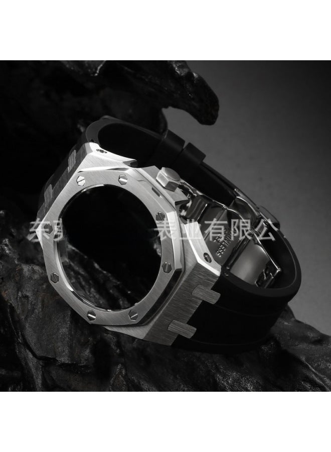 Ap Farmhouse Oak Fit Casio Ga-2100 Stainless Steel Modified Case Strap Black Samurai Watch Accessories - Image 4