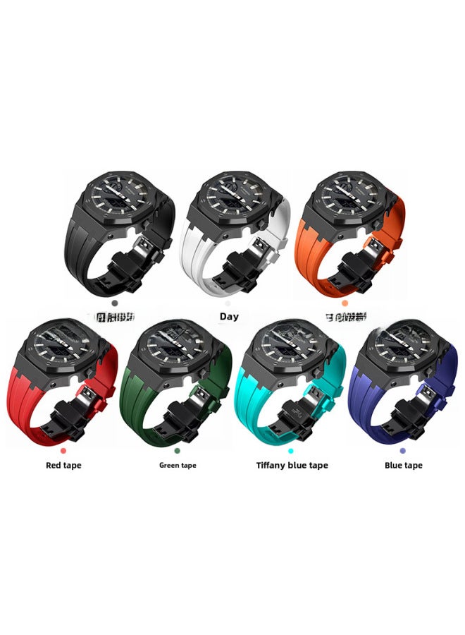 Ap Farmhouse Oak Fit Casio Ga-2100 Stainless Steel Modified Case Strap Black Samurai Watch Accessories - Image 1