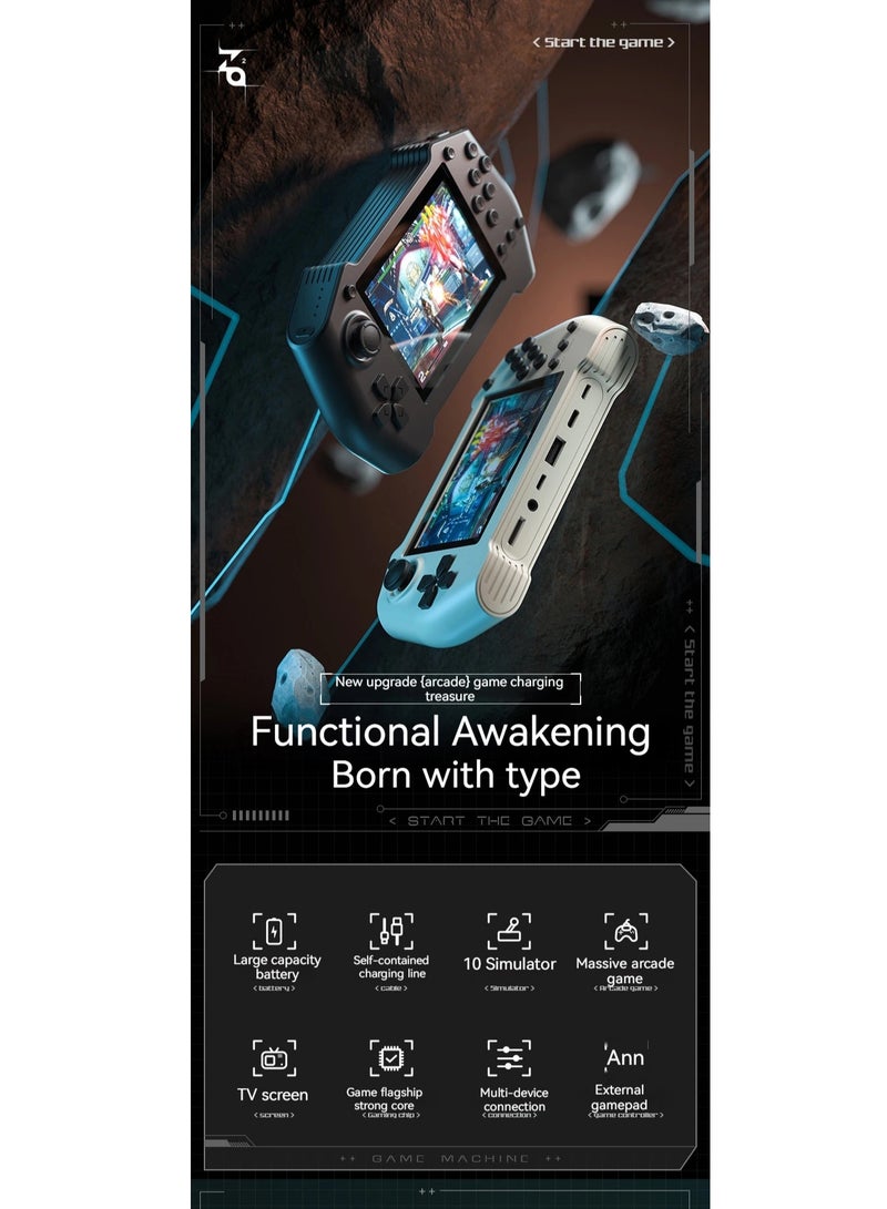 DY14 Retro Game Console 32G 10000 Games Handheld Game Console Supports Dual Game Controllers 10000 Mah Power Bank (White) - Image 5