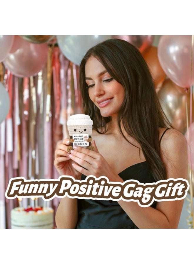 GROIC Positive Pocket Coffee Doll, Funny Emotional Support Knitted Toy with Positive Card, Woolen Crochet Coffee, Cheer Up Graduation Gift, Encouragement for Friends - Image 5