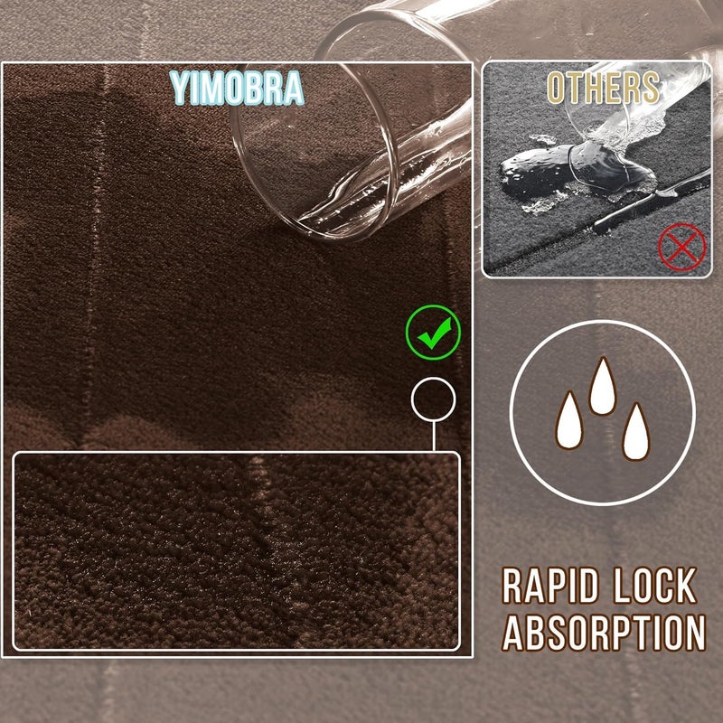 Yimobra Long Bath Mat 44"x24", Super Soft Quick Dry Memory Foam Bathroom Rug, Water Absorbent, Non Slip Backing Machine Washable for Tub Shower, Thick Comfort Support, Brown - Image 4