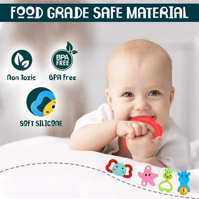 Storio Baby Products Toys 7 Pcs Rattle Set with Teathers for New Born Baby Gifts, Toy for Babies, Non-Toxic - Image 2