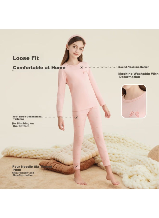 Deesha Antistatic Cationic Warmth Technology 7a Antibacterial Children's Autumn Thermal Underwear Set Girls' Pajamas