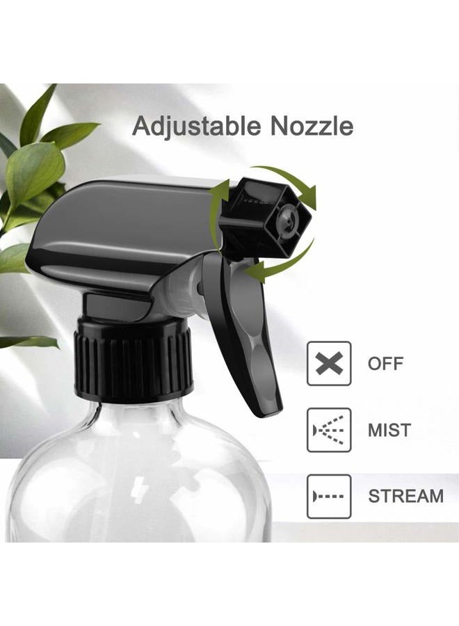 Worldgsb Glass Spray Bottles, 16oz Refillable Containers, Empty Boston Round Bottles with Labels & Adjustable Nozzle for Cleaning, Gardening, Aromatherapy, Pets, Plant, Hair -Clear (2 Pack) - Image 2
