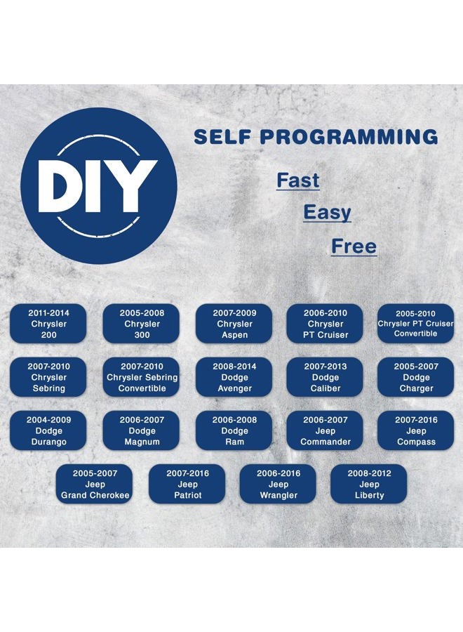 KeylessOption Key Fob Replacement for 2004 2005 2006 2007 2008 2009 2010 2011 2012 2013 2014 2015 2016 Chrysler 300 Dodge Durango Ram Jeep Cherokee Remote, 4-Button OHT692427AA, Self Programming - Image 3