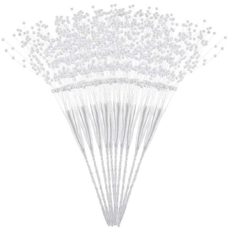 IMIKEYA Pearl Stick Stems Bouquets 100pcs String Pearls Sticks 4mm Bead String Garland Pearls String Floral Beaded Sticks Picks for Wedding Christmas Party Home Decor DIY Crafts - Image 2
