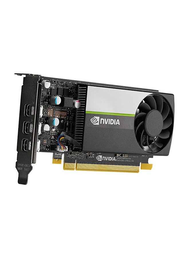 T400 Low-Profile Graphics Card, 4GB of GDDR6 64-bit Memory, 80 GB/s Memory Bandwidth, 384 CUDA Cores, PCIe 3.0 x16, NVIDIA Turing Architecture, 3 x Mini DisplayPort | VCNT400-4GB-SB Black
