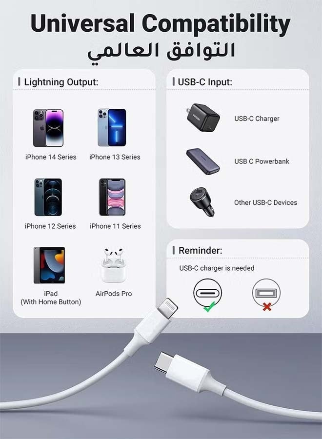 Apple iPhone Charger Cable 1M【MFi Certified】 USB C to Lightning Cable Fast Charging Power Delivery PD 20W iPhone Cable for iPhone 14/14 Pro/14 Plus/14 Pro Max, iPad Pro, iPhone 8-13 All Series - Image 4