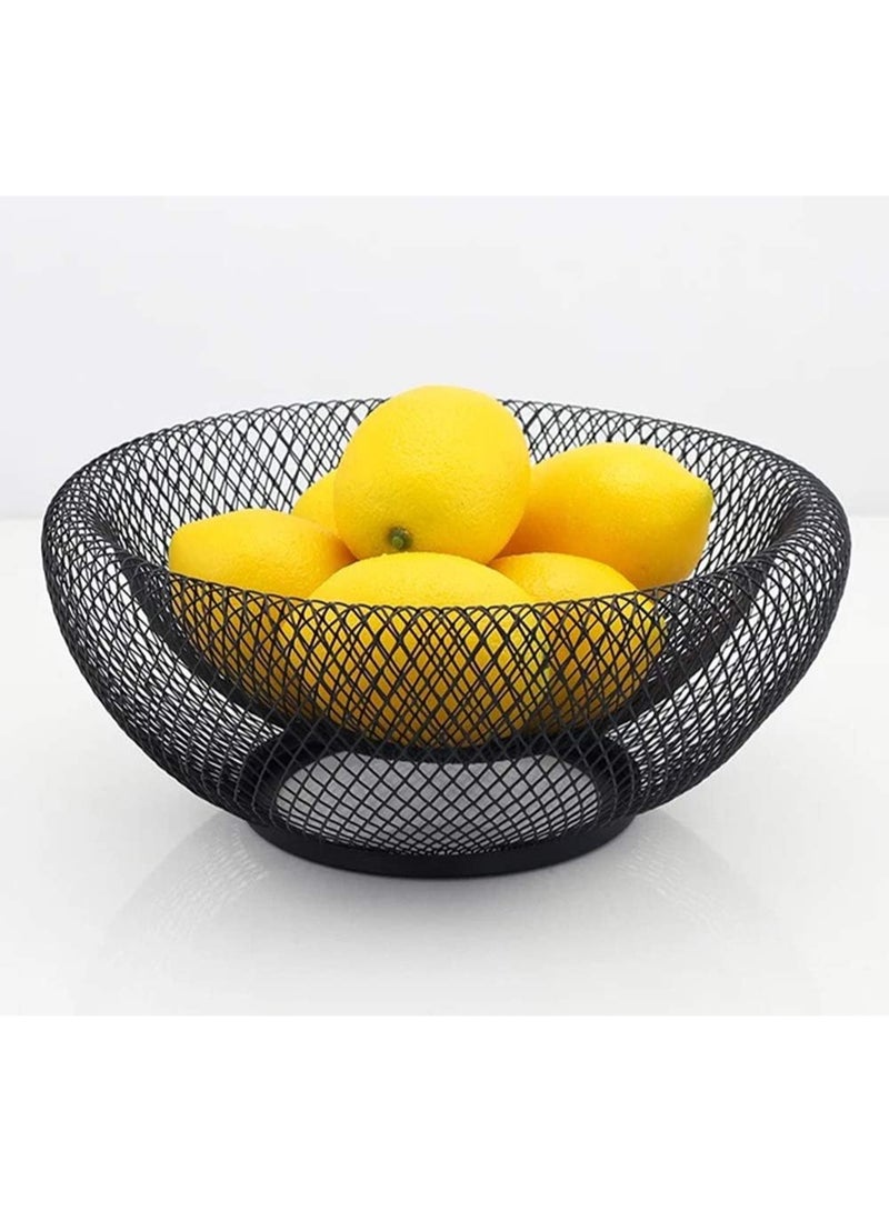 Metal Mesh Countertop Fruit Basket Bowl Stand, Black, 10 Inch - Image 4