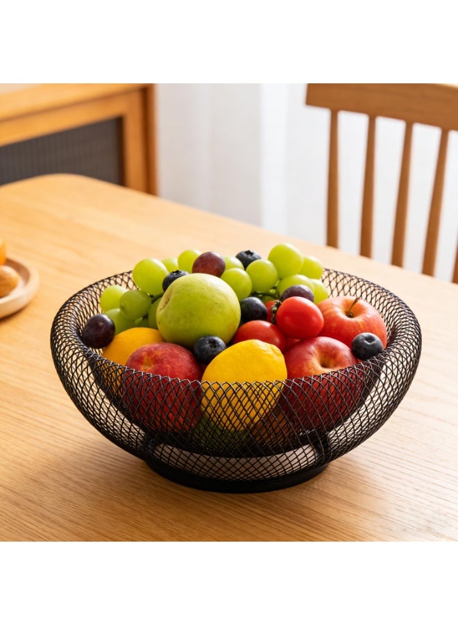 Metal Mesh Countertop Fruit Basket Bowl Stand, Black, 10 Inch - Image 3