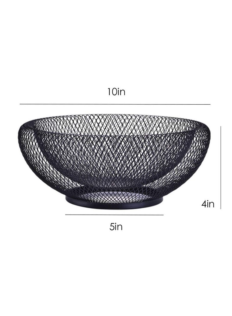 Metal Mesh Countertop Fruit Basket Bowl Stand, Black, 10 Inch - Image 2