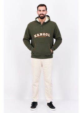 KANGOL Men Hooded Embroidered Long Sleeves Sweatshirt, Army Green  - Image 4