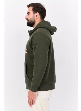 KANGOL Men Hooded Embroidered Long Sleeves Sweatshirt, Army Green  - Image 2