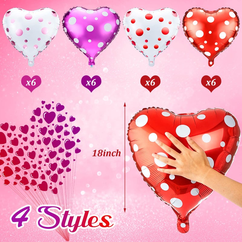 Civaner 40 Pieces Heart Shaped Valentines Foil Balloons Purple, Red and White Foil Heart Balloons S for Birthday Party Supplies, Valentine, Birthday, Wedding, Bachelorette Bridal Party - Image 2