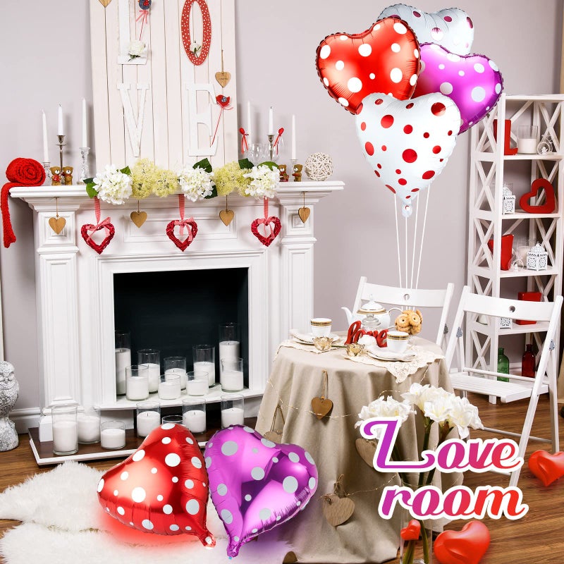 Civaner 40 Pieces Heart Shaped Valentines Foil Balloons Purple, Red and White Foil Heart Balloons S for Birthday Party Supplies, Valentine, Birthday, Wedding, Bachelorette Bridal Party - Image 5