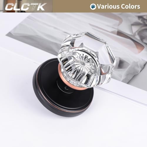 CLCTK Crystal Glass Dummy Door Knob Bifold Closet Oil Rubbed Bronze Door Knobs Round Dummy Door Handles NonTurning Single Side 4 Pack - Image 3