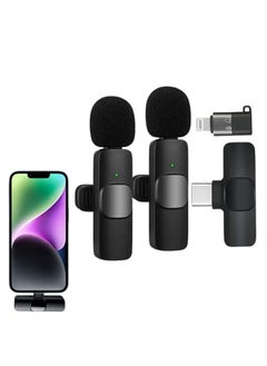K9 2in1 Bluetooths Mic K9 Wireless Collar Microphone Dual Lapel Lavalier Mic for Noise Reduction Vlogging Interview Live Streaming YouTube Video Broadcast With 2 Mic Receiver for iPhone and Android  - Image 1