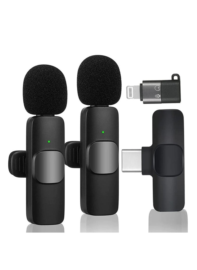 K9 - 2in1 Bluetooths Mic K9 Wireless Collar Microphone Dual Lapel Lavalier Mic for Noise Reduction Vlogging Interview Live Streaming YouTube Video Broadcast With 2 Mic Receiver for iPhone and Android - Image 1