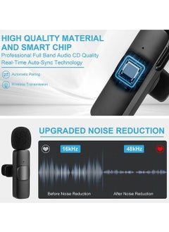 K9 2in1 Bluetooths Mic K9 Wireless Collar Microphone Dual Lapel Lavalier Mic for Noise Reduction Vlogging Interview Live Streaming YouTube Video Broadcast With 2 Mic Receiver for iPhone and Android  - Image 5