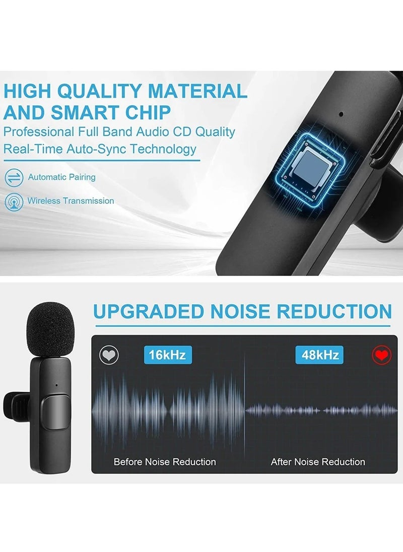 K9 - 2in1 Bluetooths Mic K9 Wireless Collar Microphone Dual Lapel Lavalier Mic for Noise Reduction Vlogging Interview Live Streaming YouTube Video Broadcast With 2 Mic Receiver for iPhone and Android - Image 1